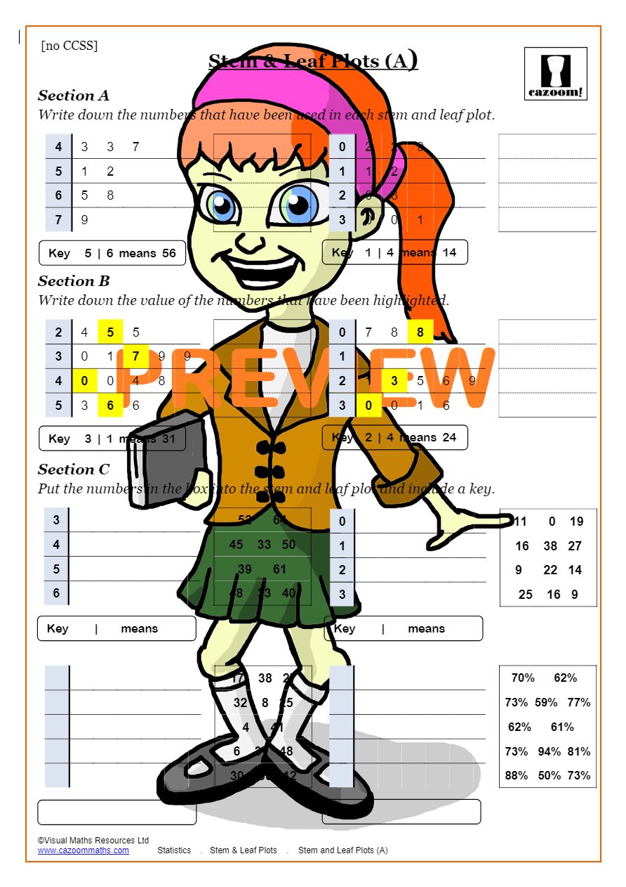 Stem and Leaf Diagram Worksheets | Printable PDF Math ... printable stem diagram 